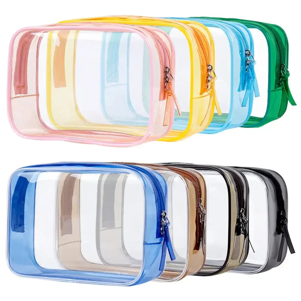 Trousse maquillage transparente violette tendance