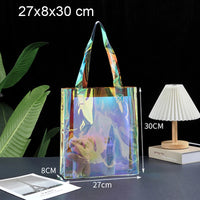 Sac de shopping holographique tendance mode - modèle 27x30x8 Iri - TransparenceSac.com