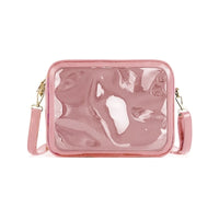 Sac bandoulière transparent noir fashion - modèle Pink - TransparenceSac.com