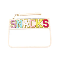 Pochette transparente fashion Snacks colorée - modèle Beige - TransparenceSac.com