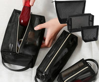 Trousse de toilette transparente chic - modèle Black Mesh-03 / S - TransparenceSac.com