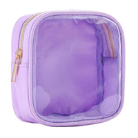 Pochette transparente fashion turquoise zippée élégante - modèle Violet - TransparenceSac.com