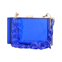 Sac Transparent Luxe Chaîne Dorée - modèle Blue - TransparenceSac.com