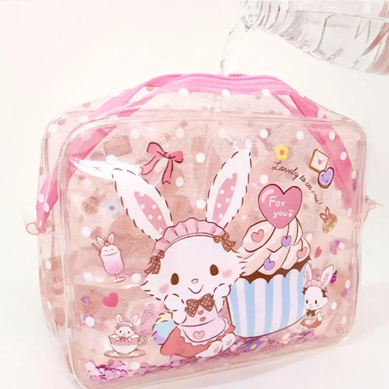 Pochette enfant transparente lapin kawaii