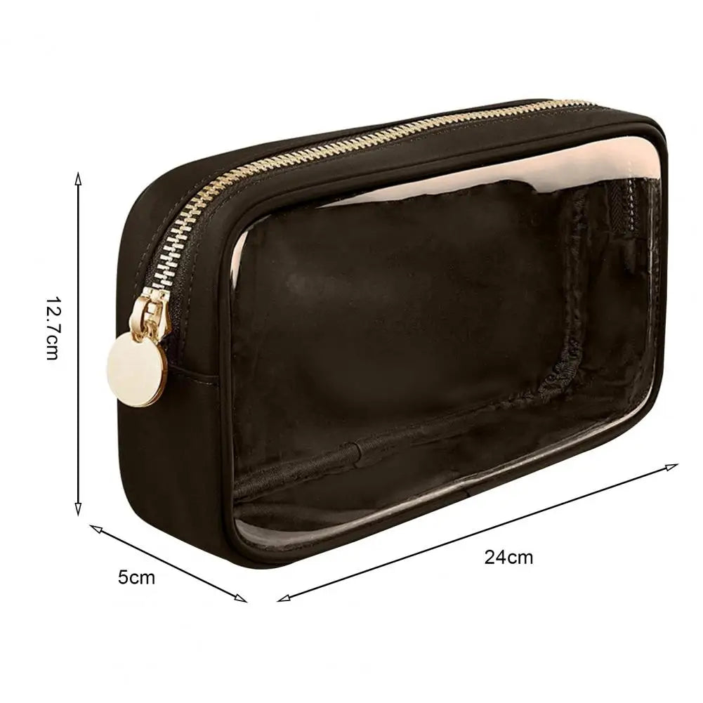 Trousse maquillage transparente rose élégante