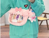 Sac bandoulière transparent peluche rose kawaii