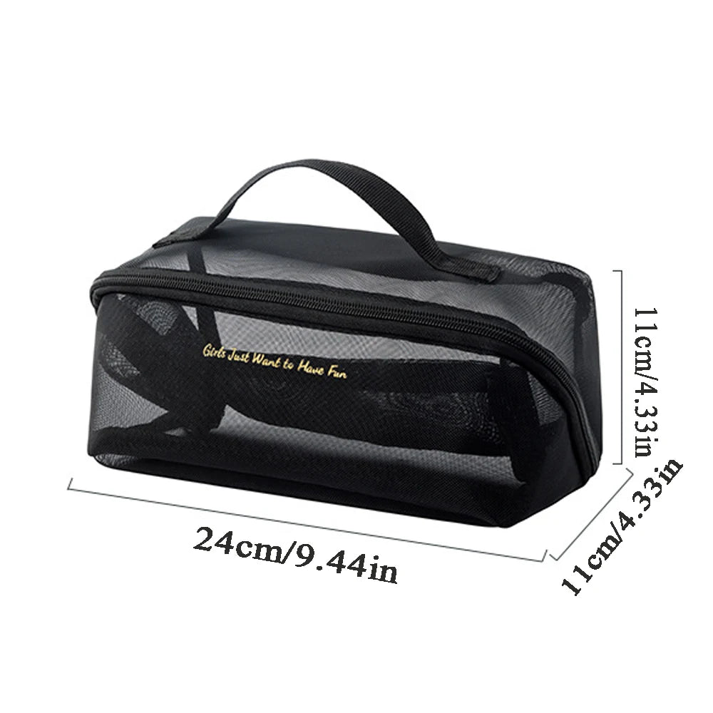Trousse maquillage transparente rose fun