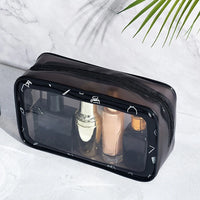Trousse de toilette transparente compacteń - modèle black - TransparenceSac.com