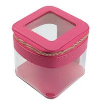 Trousse transparente chic fashion - modèle rose pink / 12 x 13 x12 CM - TransparenceSac.com