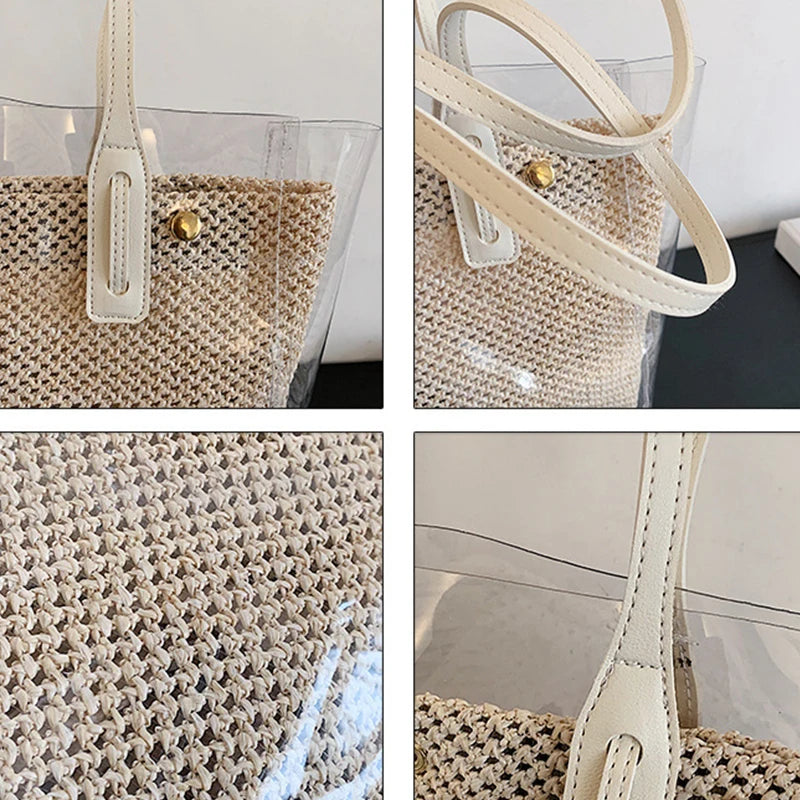 Sac cabas transparent tressé chic élégant