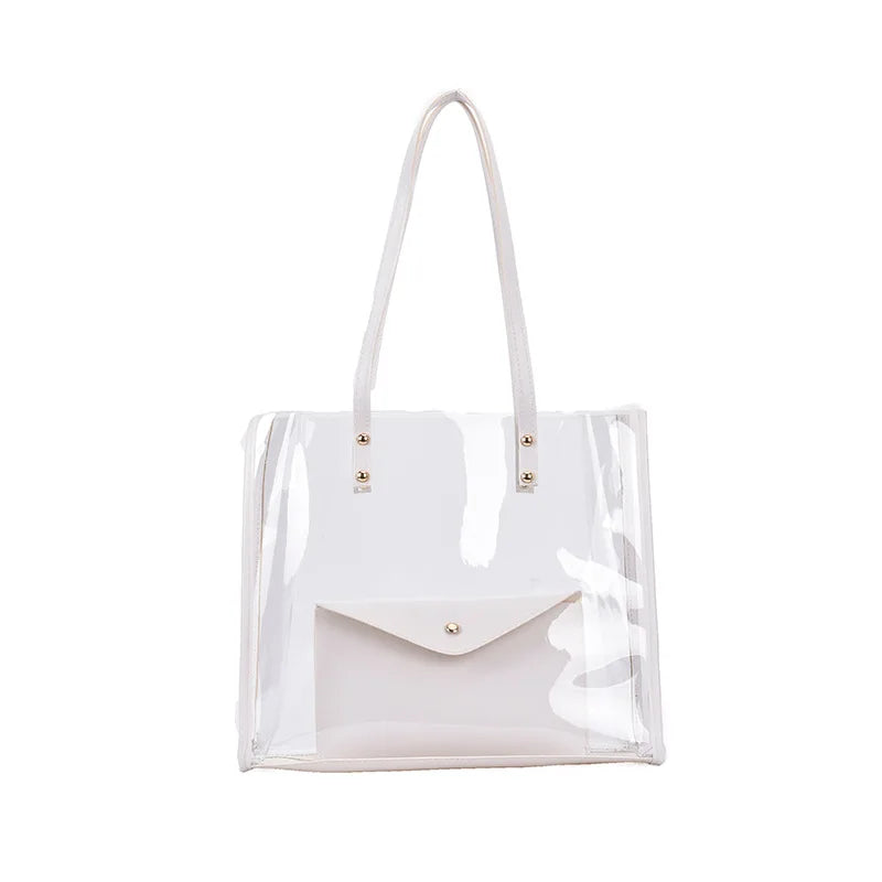 Sac shopping transparent mode rouge élégant