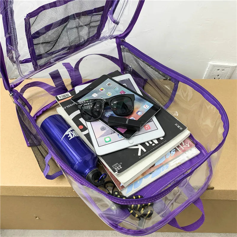 Sac à dos transparent avec pochettes assorties