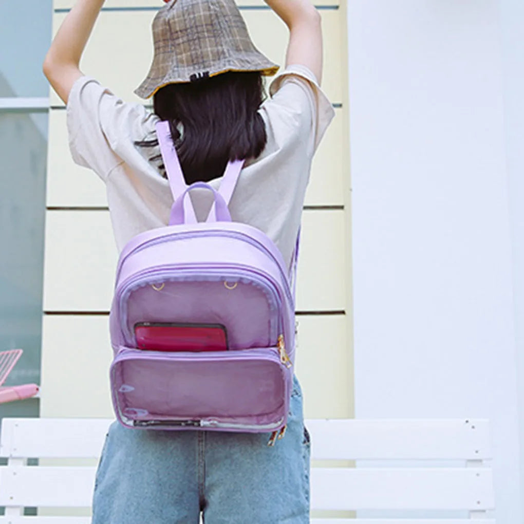 Sac à dos transparent bleu fashion