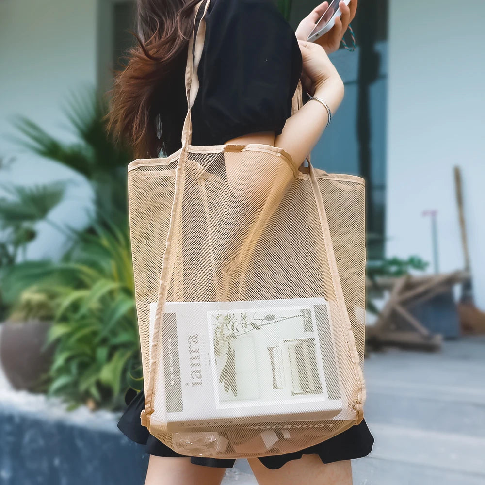 Sac shopping transparent en maille légère