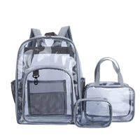 Sac à dos transparent avec pochettes assorties - modèle set bag grey / 31cm15cm43cm - TransparenceSac.com