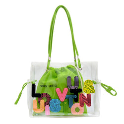 Acheter Sac à main transparent vert néon chic - TransparenceSac.com