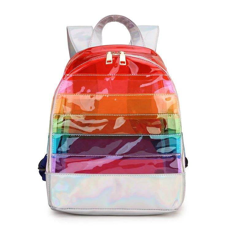 Sac à dos transparent arc-en-ciel holographique