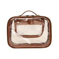 Trousse transparente élégante pour voyage mode - modèle Brown - TransparenceSac.com