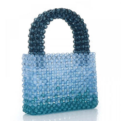 Acheter Sac à main perles transparentes dégradé bleu - TransparenceSac.com