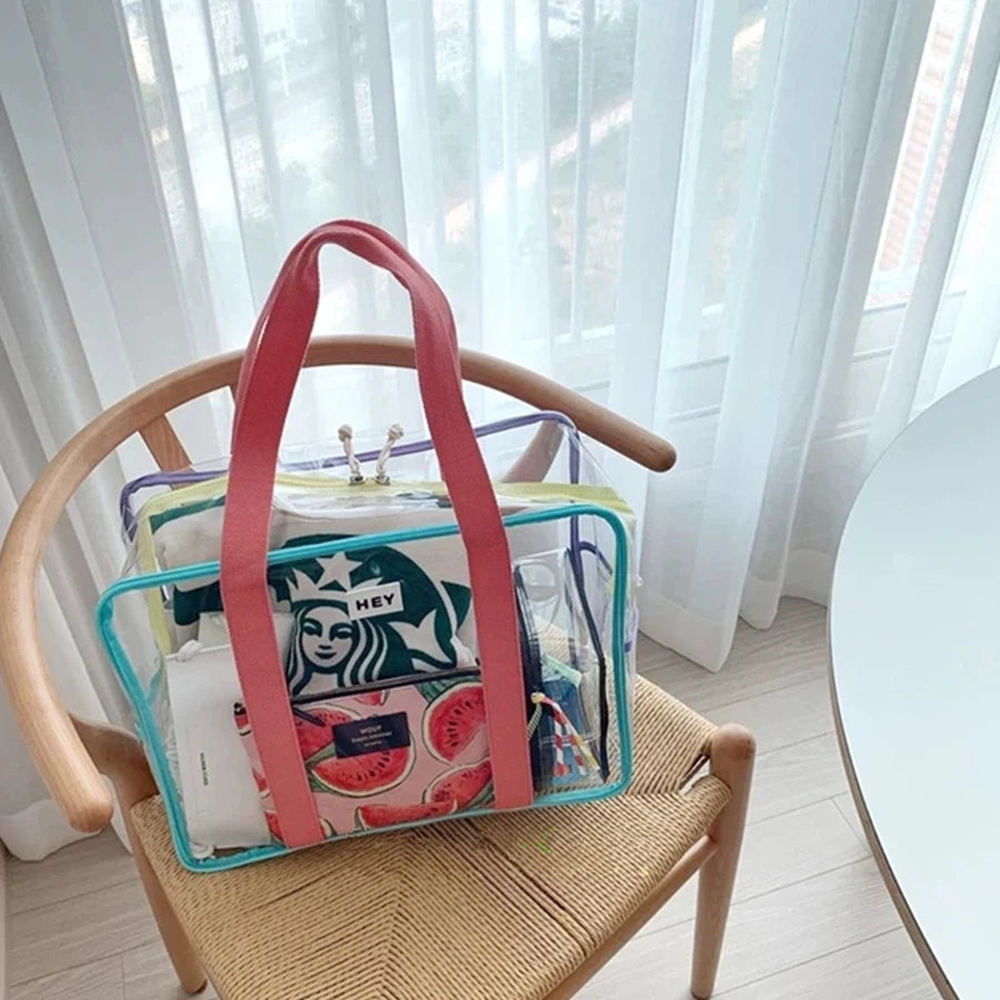 Sac de plage transparent coloré mode