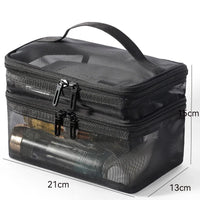 Trousse de toilette transparente double compartiment - modèle Black 2 Layer - TransparenceSac.com