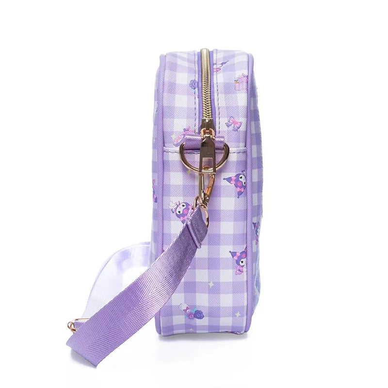 Sac bandoulière transparent motifs kawaii violets