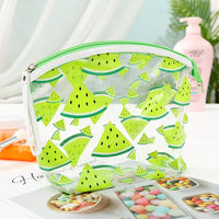 Trousse tendance transparente motifs pastèque - modèle Green - TransparenceSac.com