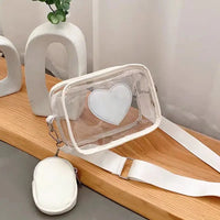 Sac banane transparent coeur noir élégant - modèle White / 20X13X10cm - TransparenceSac.com