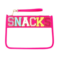 Pochette transparente fashion Snacks colorée - modèle Rose - TransparenceSac.com