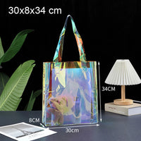 Sac de shopping holographique tendance mode - modèle 30x34x8 Iri - TransparenceSac.com