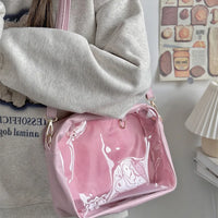 Sac bandoulière transparent tendance élégance - modèle Pink / Grand sac sans décoration - TransparenceSac.com