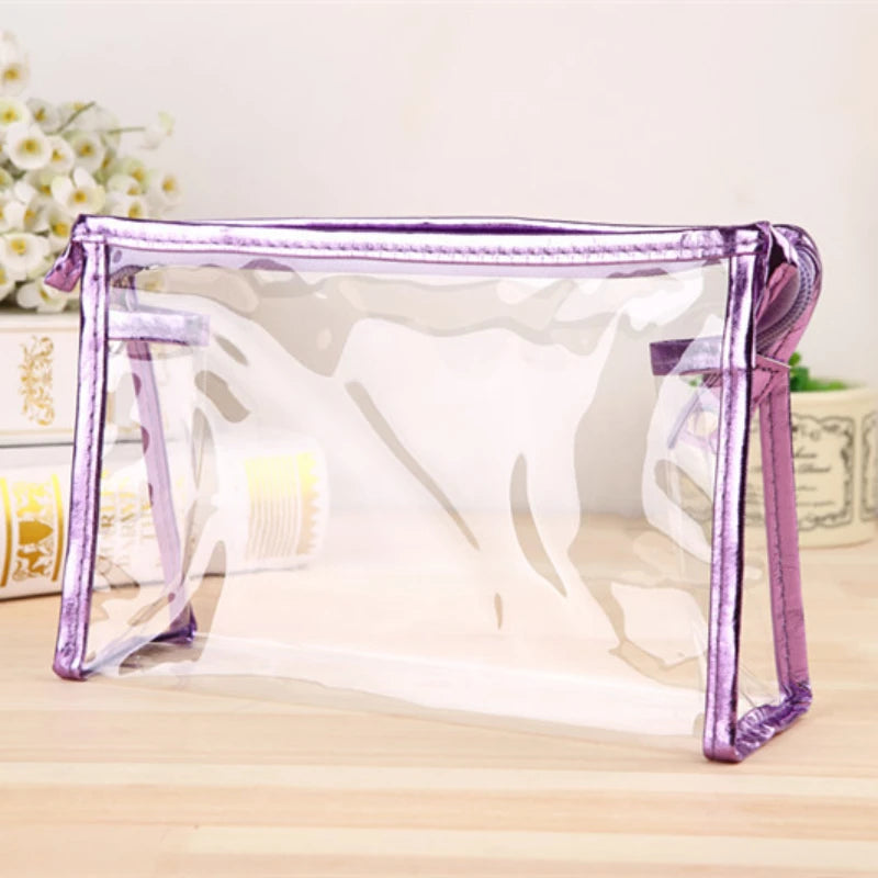 Pochette transparente maquillage rose fashion