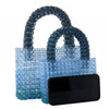 Sac à main perles transparentes dégradé bleu