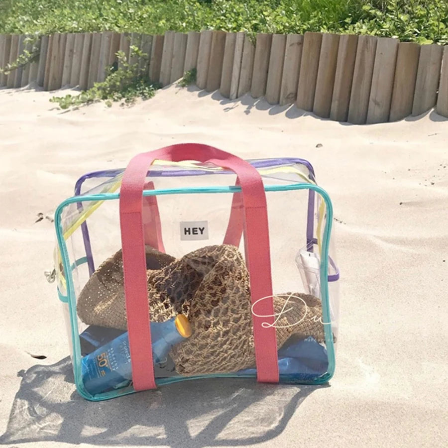 Sac de plage transparent coloré mode