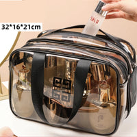 Sac transparent multi-usage cosmétique élégant - modèle Grey-Large - TransparenceSac.com