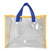 Sac de plage transparent Aloha Holidays - modèle Blue  Yellow - TransparenceSac.com
