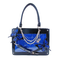 Sac a main transparent papillons élégants - modèle Black Blue / 35x25x10.5cm - TransparenceSac.com