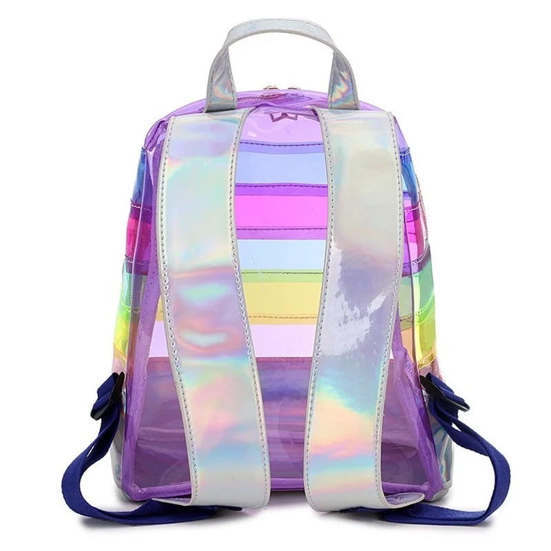 Sac à dos transparent arc-en-ciel holographique