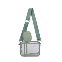 Acheter Sac Bandoulière Transparent Vert Style Chic - TransparenceSac.com