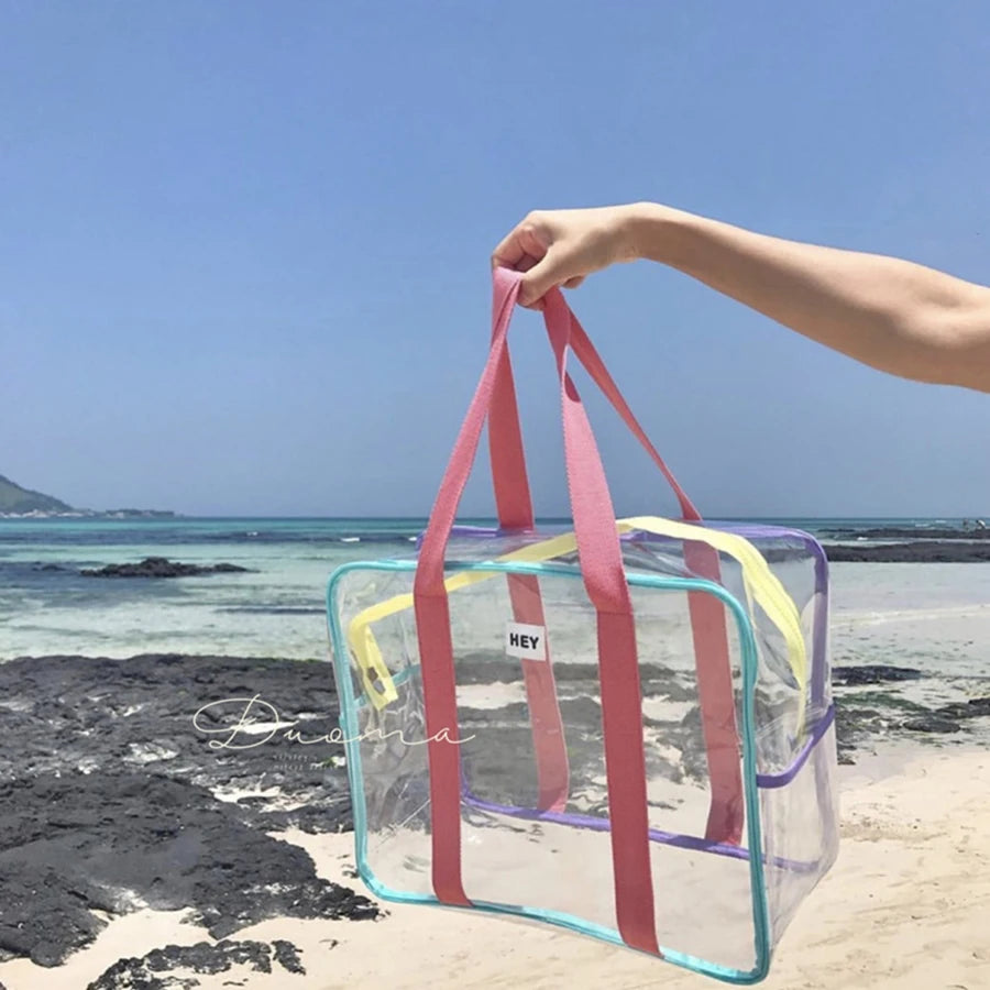Sac de plage transparent coloré mode