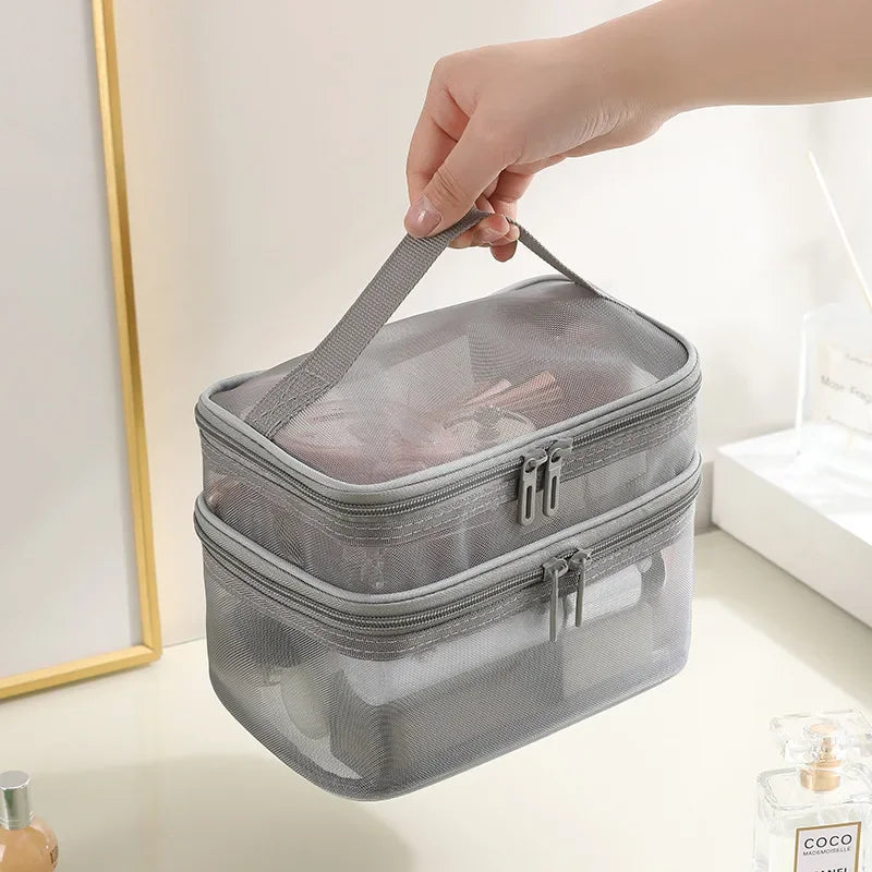 Trousse de toilette transparente double compartiment