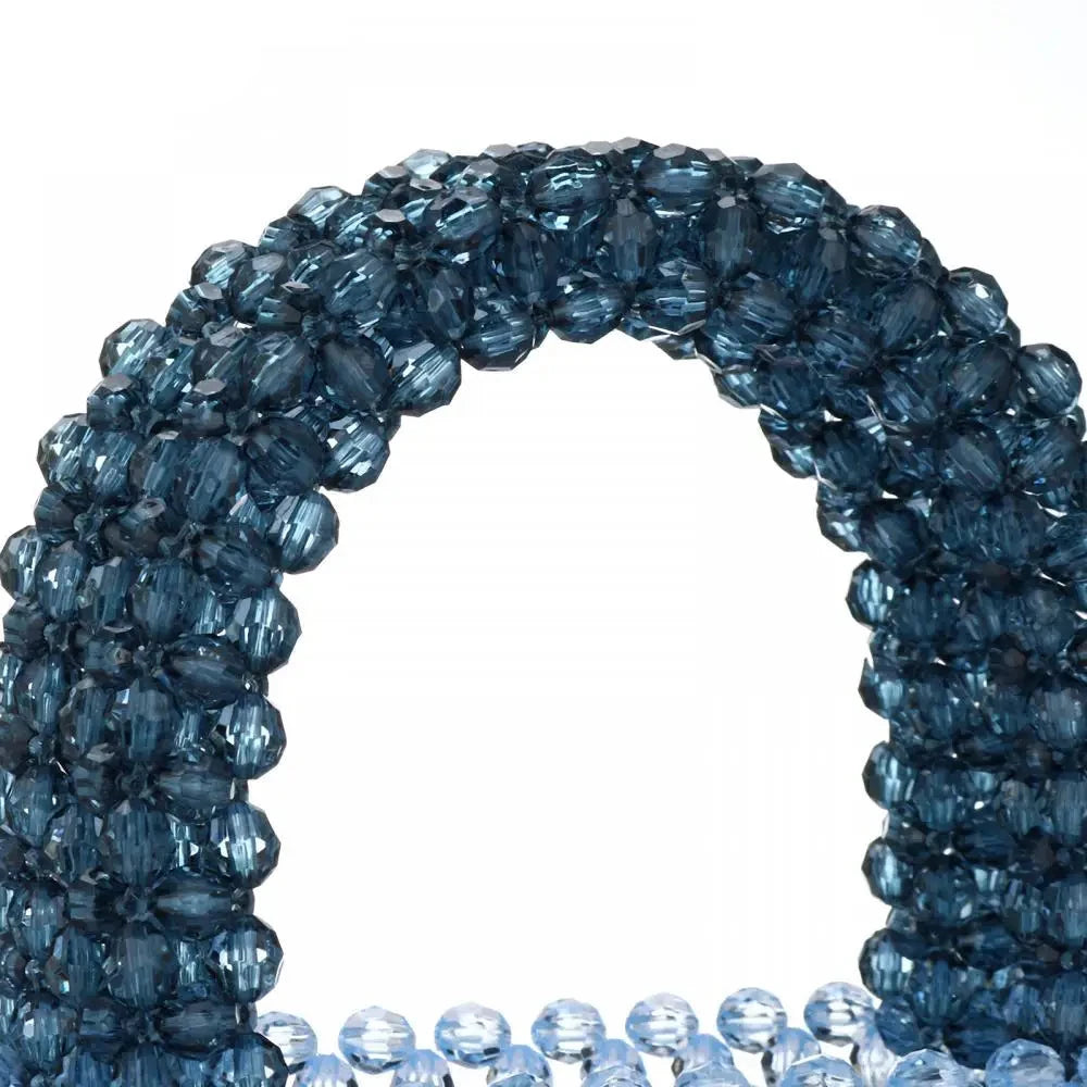 Sac à main perles transparentes dégradé bleu