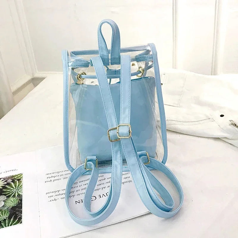 Sac à dos transparent bleu tendance