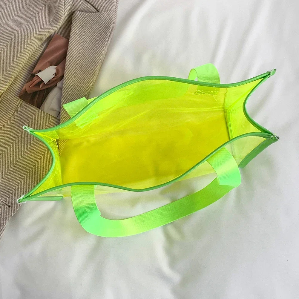 Sac de plage transparent fluo