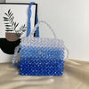 Sac bandoulière perles bleu transparent fashion