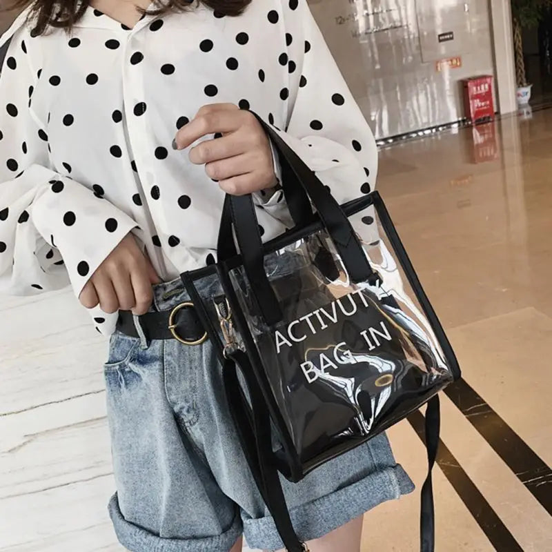 Sac transparent fashion bandoulière zippé