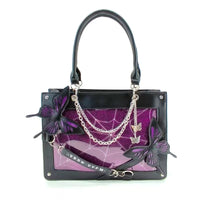 Sac a main transparent papillons élégants - modèle Black Purple / 35x25x10.5cm - TransparenceSac.com