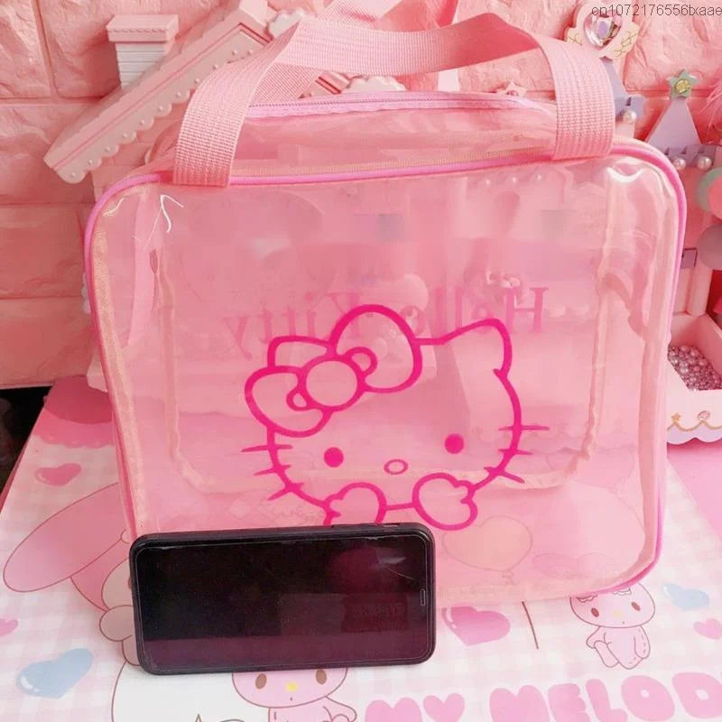 Sac à main transparent Hello Kitty rose