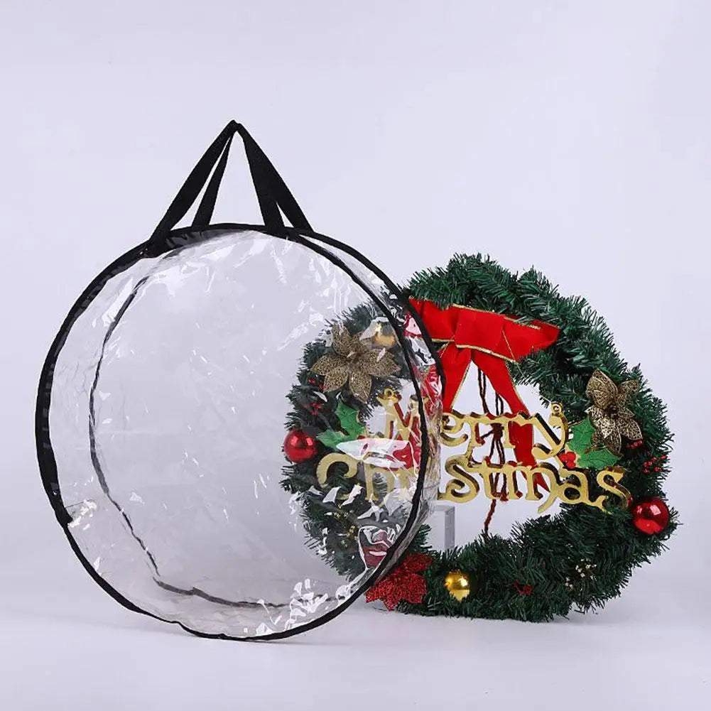 Sac rangement transparent pour couronne de Noël