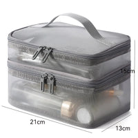 Trousse de toilette transparente double compartiment - modèle Gray 2 Layer - TransparenceSac.com